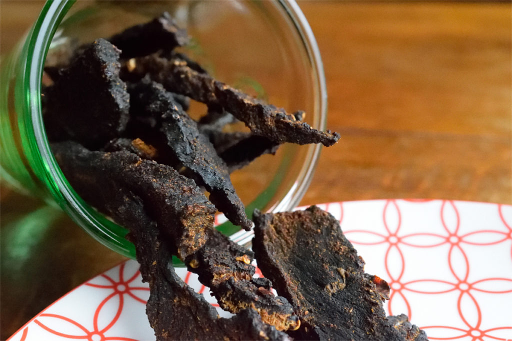 Beef jerky. Sweet, salty and spicy.