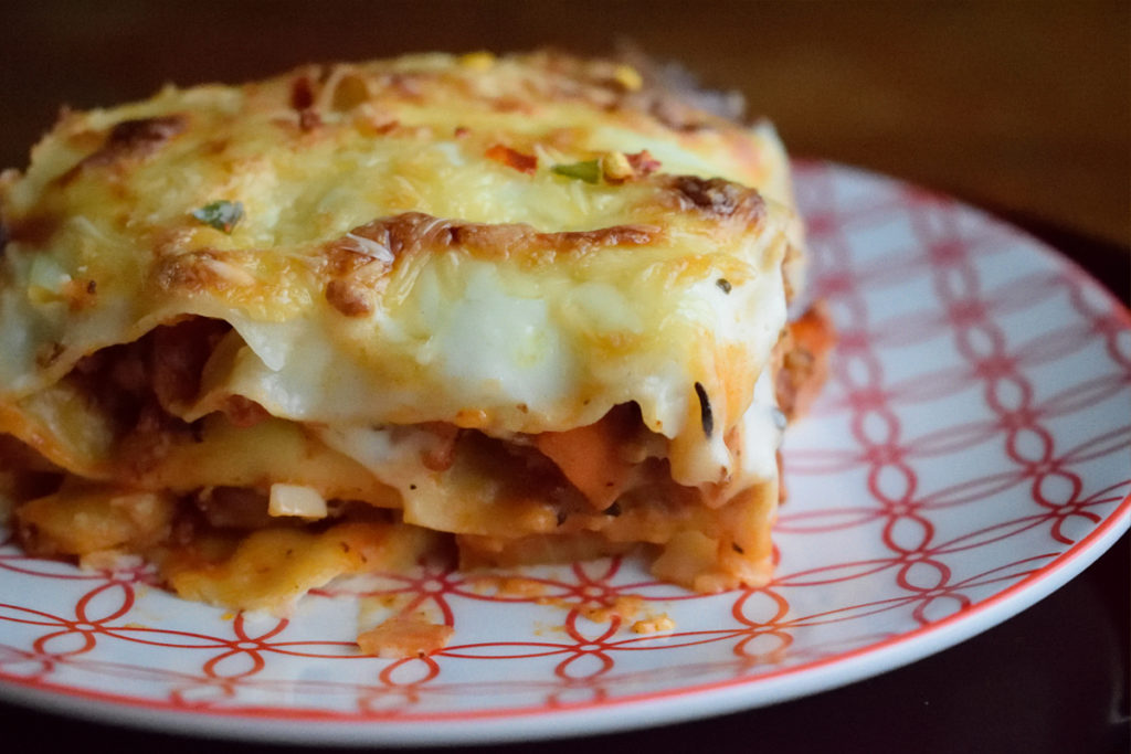 Lasagne with celeriac and carrots.