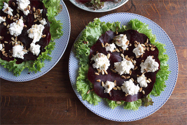 Beet Carpaccio with Goat Cheese