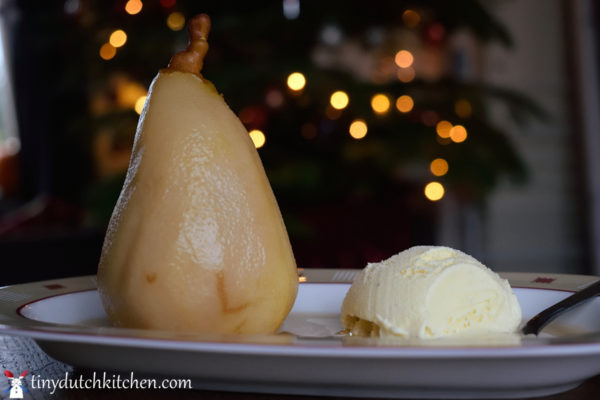 Chai spiced poached pears
